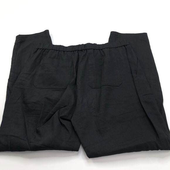 Theory Northsound Linen Blend 10 (Fit 33W 28L) High Rise Elastic Pants Black - Picture 1 of 10